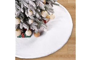 XIMISHOP 90CM Weihnachtsbaum Plüsch Röcke,Weiß Weihnachtsdeko Große Weihnachtsbaumdecke Rund Weihnachtsbaum Ornaments Für Weihnacht Deko Innen Haus Party