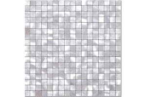 ‎BENICE BeNice Fliesen Küche Fliesenaufkleber Bad,Selbstklebende Fliesen Mosaik Fliesen Metall Kleine Fliesen (10 Matten, Silber)