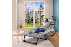 MOPHOTO Camp Bed For Adults With Cushion And Pillow, Heavy Duty Sun Loungers, Folding Garden Bed Perfect For Camping,Guest&Office Use, L191 x W68 x H28 cm