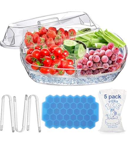 Serving Bowl Serving Tray With Ice Underneath Divided Serving Tray