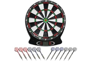 Brovamo Elektronische Dartscheibe Set - Dartscheibe Elektronisch Scheibe, 12 Dartpfeile, Kunststoffspitze,[30] Ersatzspitzen, Dartpfeile Dartscheibemit LCD-Display, Batteriebetrieb