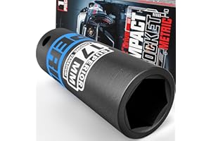 KIRXST 1/2" Drive 17mm Deep Impact Socket, 6 Point CR-V Deep Socket, 78mm Length, Auto Trucks Car Tires Repairing DIY Mechanic Tool