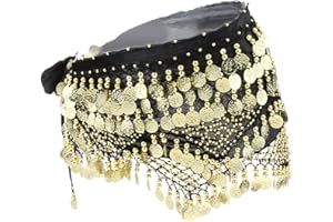 Ceinture de Danse Orientale, Echarpe de Danse Orientale, Ceinture Foulard de Danse Orientale, pour in Représentations sur Scène, Représentations d'anniversaire, Représentations de Fête (Noir)