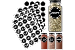 KIWITEK Spice Labels for Jars, Pre Printed Waterproof Self Adhesive Stickers for Kitchen Organization and Pantry Storage, Washable Reusable Tear-Proof Black Seasoning Sticker, 80 Pcs + 20 Free Blank Labels