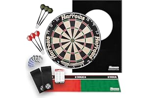 ‎HARROWS Harrows XL Dartboard Surround – Großer 6-teiliger Wandschutzring oder komplettes Premium XL Darts-Bundle mit Board, Trophäe-Darts & Oche – Optionen für Zuhause, Club & Geschenke (Bundle)