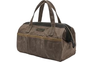 DENIFITER Werkzeugtasche, 13-Zoll-Hochleistungs-16-Unzen-gewachste Leinwand mit wasserfestem Weithals, Werkzeugtasche mit Griff für Werkzeuge, Schraubenschlüssel, Schraubendreher (13 x 7,8 x 9 Zoll) | Grau