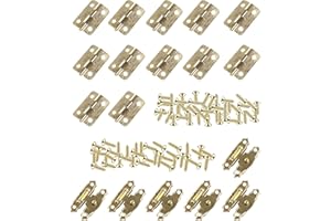 HOWDIA 12Pcs Antique Small Hinges Brass Piano Hinges Decorative with 6Pcs Mini Cabinet Latch Hasps for Small Wooden Toy Box Chest Doll House Wine Boxes（Gold）
