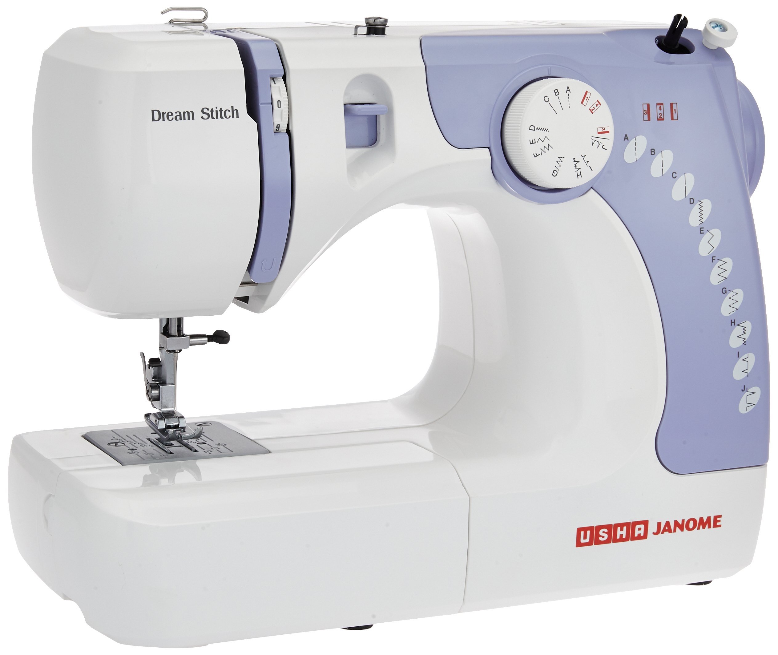 Usha Janome Dream Stitch Automatic Zig-Zag Electric Sewing Machine || 7 Built-In-Stitches || 14 Stitch Function (White & Blue