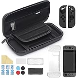 iAmer 11 en 1 Accessoires pour Nintendo Switch, Housse pour Switch,Protection Transparente,3 Protection écran,Protection en Silicone pour JoyCon,Thumb Grip, Boitier pour Carte de Jeux