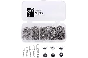Zite Fishing Kit d'émerillons de Pêche 150 Pièces en Boîte - Tailles 2 4 6 8 10 - Pivotant Premium avec Mousqueton