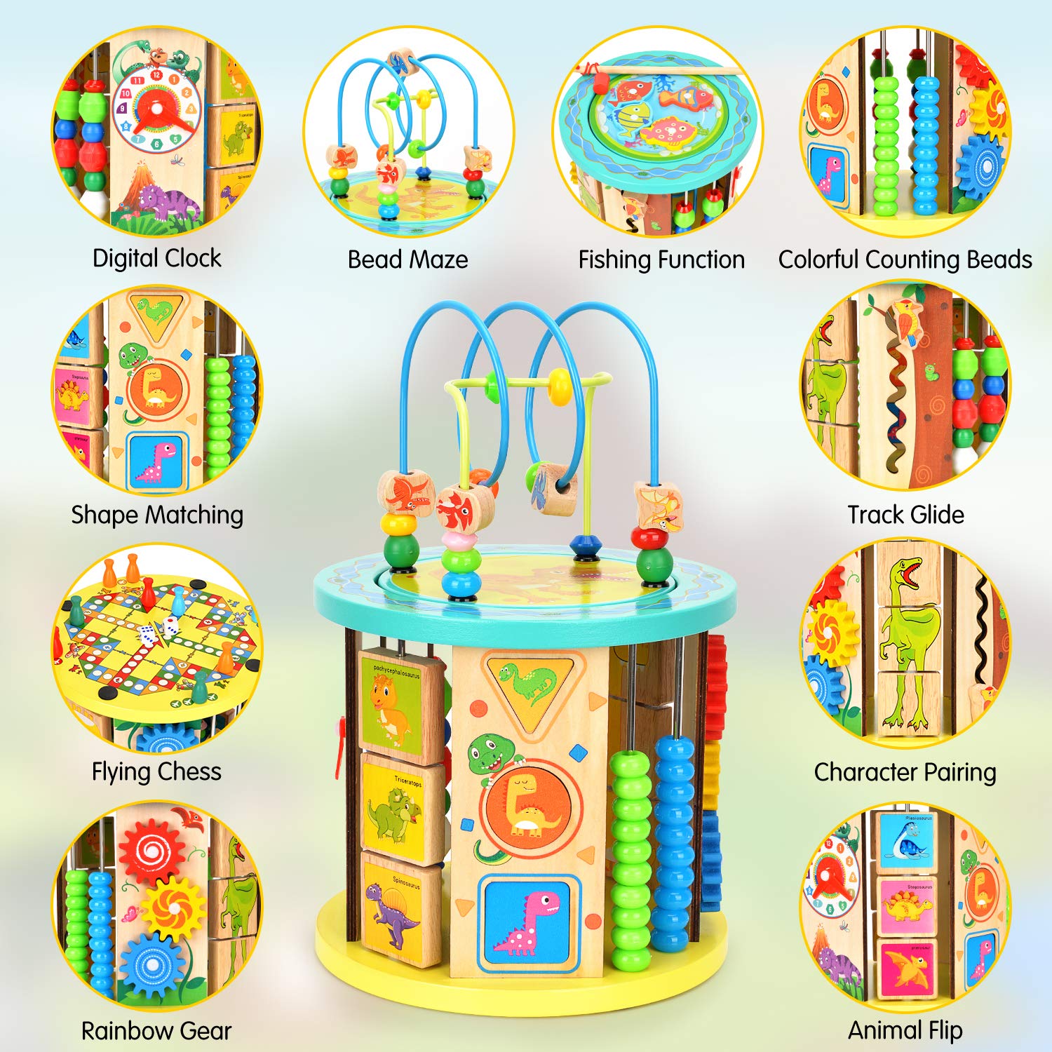 Wlovetravel Cube D Activite En Bois Cube Labyrinthe 10 En 1 Jouets Educatifs A Usages Multiples Pour Bebe Enfants Tout