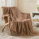 Emme Fluffy Cuddly Blanket   3D Touch Experience Fleece Blanket Bedspread Soft Warm Wool Blanket Throw Blanket Couch Blanket Blanket for Sofa Blanket   Brown 130 x 150 cm