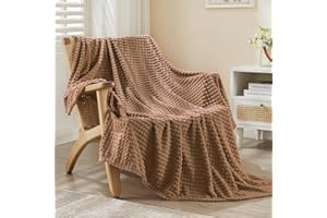 EMME Przytulny koc - doświadczenie 3D Touch, 150 x 200 cm, koc polarowy, miękki, ciepły koc wełniany, narzuta na kanapę, koc dzienny, brązowy