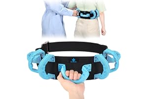 NIdreamCE Cinturón de Transferencia Personas Mayores，Transferencia Antideslizante con 7 Asas，Ayuda para Levantar Personas con Movilidad Reducida (Azul)