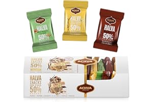 Achva Halva Tahini Bars | Natural Source of Protein | Super Seed, Gluten Free & Nutritious Halva Sesame Energy Bars | No Chemicals | Assorted Box, Vanilla, Walnuts, Marble - 2 Packs (24 x 25g)
