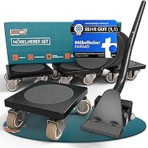 Meubelverhuizer met 4 wielen, 40,6 cm Heavy Duty Dolly vergrendelingsontwerp, kleine platte kar, zwart, 227 kg capaciteit voor meubels en apparaten - 2 stuks