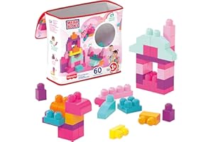 MEGA BRANDS MEGA BLOKS Big Building Bag building set with 60 big and colorful building blocks, and 1 storage bag, toy gift set for ages 1 and up, DCH54