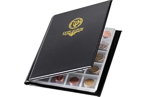 UNCLE PAUL Album per monete da 200 tasche - Libro per collezionare monete con 10 pagine, griglia 33x33 mm per sterline, pence centesimi, dollari, nichel (nero) CS48200BK