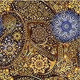 SOEWIOU Gold Wallpaper,300 * 44.5cm Blue/Gold Mandara Floral Waterproof Wallpaper Removable Self Adhesive Contact Paper for Home Bedroom Cabinets and Kitchen Deco
