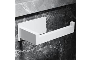 Aikzik Toilet Roll Holder Wall Mounted, Premium 304 Stainless Steel Toilet Paper Holder Self Adhesive for Bathroom & Kitchen, Strong Adhesiveness and Waterproof, White