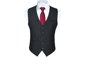 HISDERN Karierte Weste Herren Formale Klassische Weste Baumwolle Hochzeit Hahnentritt Anzugweste