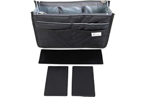 Periea 'Chelsy' Premium Handbag Organiser Insert: Structured Travel Pouch for Tote Bag, Purse Insert for Efficient Bag Organisation - Large, Black