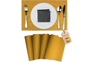 Mondiroso. Pack de 4 Manteles Individuales Mesa Lavables. Salvamanteles Individuales Antideslizantes Mantel Individual para Mesa de Comedor y Cocina. (4, Mostaza)