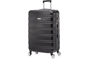 Flymax 29" Large Suitcases on 4 Wheels Lightweight Hard Shell Luggage Durable Check in Hold Luggage Built-in 3 Digit Combination Black 100L