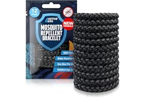 Active Era Bracelet anti-moustique [Pack de 12] Bracelets anti-insectes, anti-moustiques - Noir