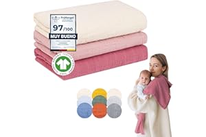 Flora Furora Muselinas Bebe Algodon 80x80 (Muy Suaves - organico ecologico Gots + Oeko Tex 100 - Barra de lavado a 60°) Muselinas Bebe Grandes, Gasas Bebe Recién Nacido, Toallas muselinas Mantas