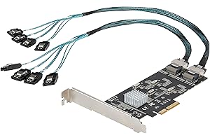 StarTech.com Carte Contrôleur SATA PCIe 8 ports - Carte SATA PCI Express 6Gbps 4 Contrôleurs Hôte - Carte Contrôleur SATA PCIe - PCI-e x4 Gen 2 vers SATA III - SATA HDD/SSD (8P6G-PCIE-SATA-CARD)