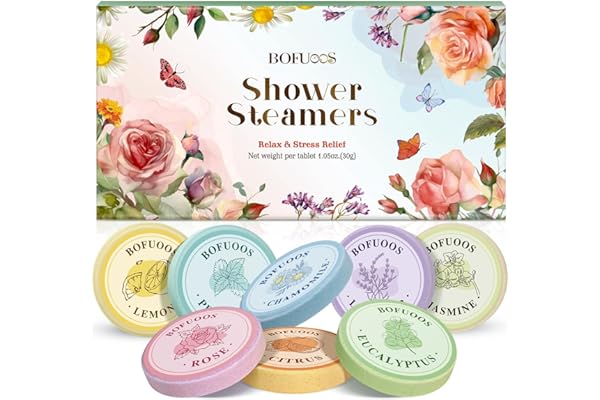 Bofuoos Cadeau Femme, Bombes de Douche Huiles Essentielles Bio, Boule de Bain Cadeau Anniversaire Femme, Cadeau Fête des Mères pour Maman, Épouse (8 pièces)