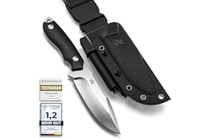 ‎WOLFGANGS ODENWOLF Outdoor-Messer AMBULO mit Kydex Holster - Edles Jagdmesser aus einem Stück D2 Stahl gefertigt - DAS Bushcraft Messer - Perfektes Survival Messer