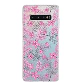 1mm Fit Transparent Silicone Case with Floral Pink Design, Cover Compatible with PrintiFy Samsung Galaxy S10 Plus