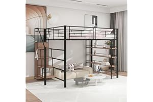 ‎JOVIFY Etagenbett 140x200 mit Kleiderschrank, Hochbett mit Treppe und Aufbewahrungsschrank, Multifunktionsbett Metallbett Einzelbett Stockbett Spielbett Kinderhochbett Jugendhochbett, Ohne Matratze, Schwarz