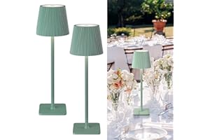 LuminexDesigns Rechargeable Table Lamp Set of 2 LED Cordless Lamps – 5200mAh Battery, Stepless Dimming, 3 Colour Temperatures, IP54 Water-Resistant, for Indoor & Outdoor Use – Green