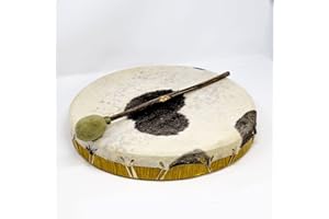 TERRÉ Shamandrum Ø 40 cm Rahmentrommel im mysevendo Set Rund Ziegenhaut Behaart Shaman Drum Goat Skin inkl. Stick