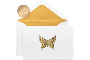 Papyrus Tarjetas en blanco con sobres, mariposa dorada, 16 unidades