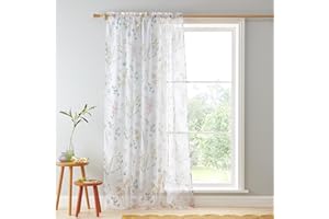 Catherine Lansfield Emilia Floral 55x72 Inch Slot Top Voile Curtain Panel White