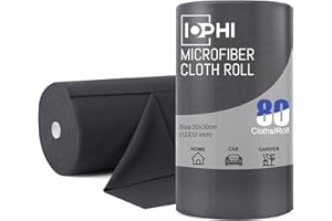 iophi Lot de 80 Chiffon Microfibre déchirable, Rouleau de Chiffon Microfibre Voiture et Menage, Non Pelucheux, Réutilisables, 30x30cm, Gris Foncé