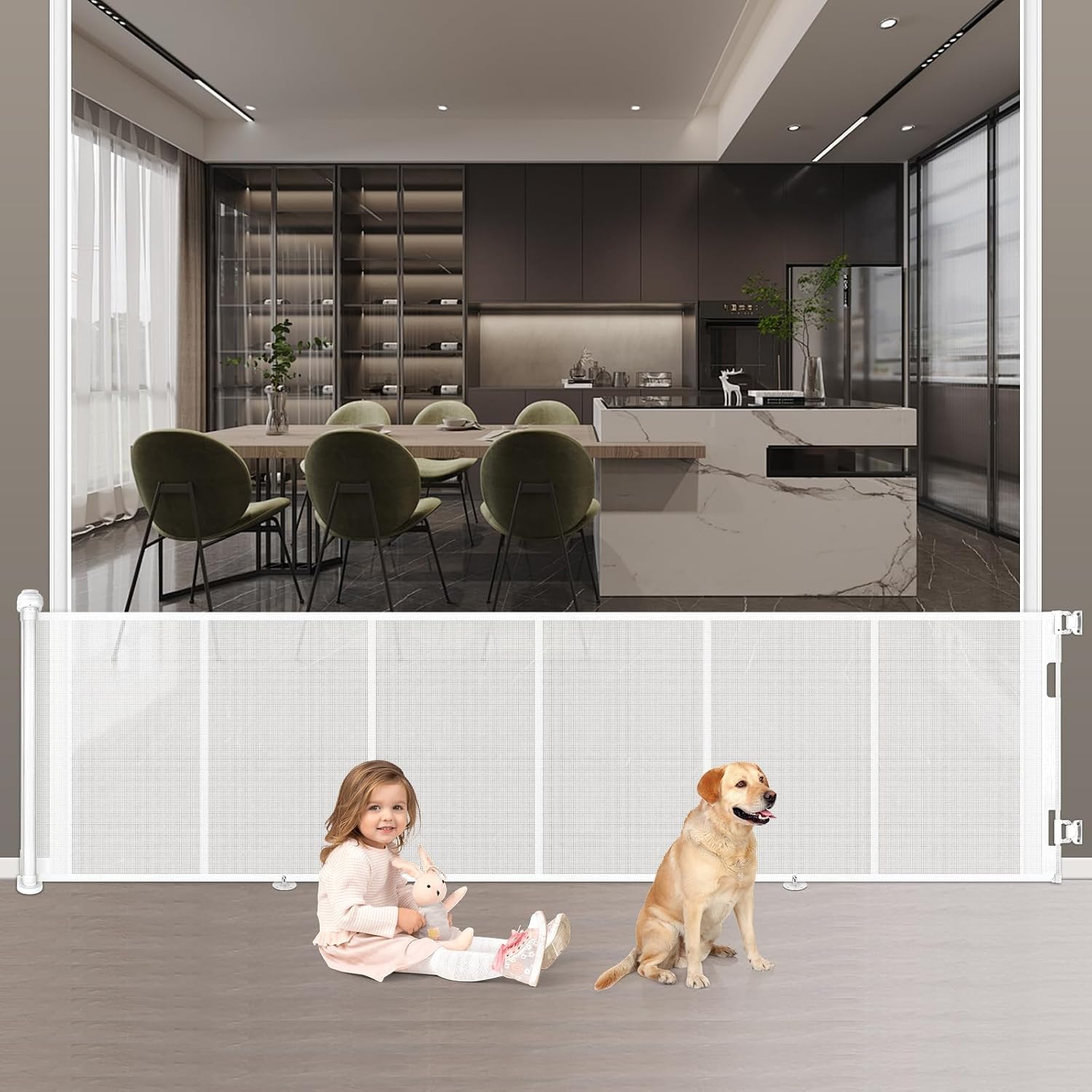 Puerta Seguridad Bebé Extensibles, 0-254 cm Barrera Seguridad Niños y Perros, Vallas de Seguridad para Niños Escaleras y Pasillos, Interiores y Exteriores (Blanco)