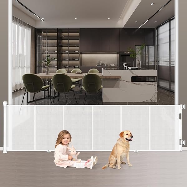 Puerta Seguridad Bebé Extensibles, 0-254 cm Barrera Seguridad Niños y Perros, Vallas de Seguridad para Niños Escaleras y Pasillos, Interiores y Exteriores (Blanco) - 1