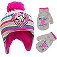 Disney Toddler Girls Minnie Mouse Beanie Hat and Gloves Set, Multicolor, Age 2-4