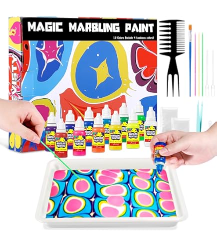 Wasser Marmorierfarbe Set 12 Farben - Kreatives Basteln Für Kinder Ab 6