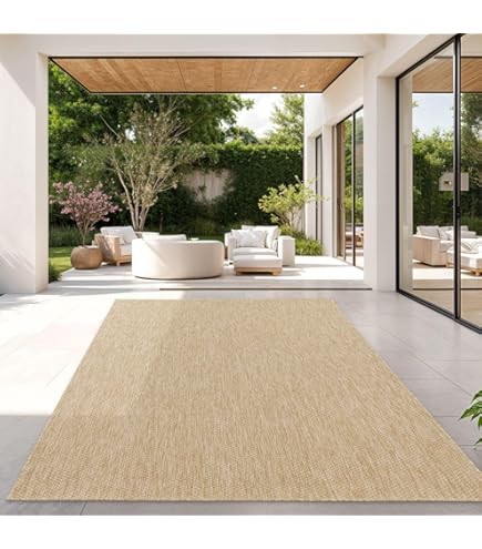 Tappeto Per Esterni E Interni 60x100cm - In Polipropilene, Antipiega, Colore Avorio