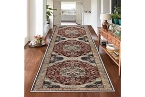 Hafaa Carpets Runner for Hallway 60x220 cm Traditional Pattern Bedroom Rugs – Non-Slip Washable Runners Rug for Kitchen Lundry Room Lounge (Whisper)