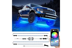 LIGHEID Exterior Car Underglow LED Strip Lights, Universal RGB Neon Accent Lights with Music Mode, Multicolor Waterproof Underbody Led Strip Lights Kit- Wireless Bluetooth APP Control(2×34inch+2×23.6inch)
