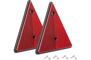 DARKGUARD 2xCatarifrangenti Triangolare Posteriori Rossi,Avvitare,E11 Omologato, 150x10x132mm (LxWxH),Triangolo Riflettore Vite Posteriore Rosso per Caravan Furgoni（Rosso-Triangolare-Avvitare-2Pezzi）