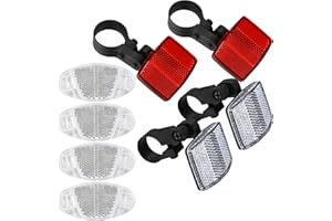 XIANGPICA 8 Piezas Reflector de Bicicleta Delantero y Trasero, Soporte de Reflector de Rueda de Bicicleta, Cinta Reflectante Accesorios de Bicicleta para Ruedas de Bicicleta de Montaña