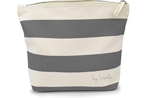 Loxato Pochette da Donna per Trucchi - Bustina Portatutto - Borsa in Tessuto 100% Cotone Naturale - Portatrucchi da Viaggio - Grigio